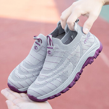 足力健健康官方旗舰店老人鞋女防滑妈妈鞋软底健步中老年女鞋夏 浅灰