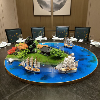 罗蒙卡帝餐桌桌芯桌摆酒店饭店餐桌转盘花圆形工艺品微缩景观装饰 180