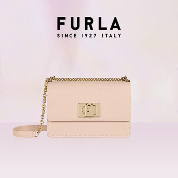 furla芙拉经典款1927皮革精制女士小号单肩斜挎链条包通勤款粉色