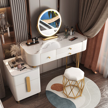 定制梳妆台轻奢高级小户型简约现代卧室网红ins化妆桌床头收纳柜一体