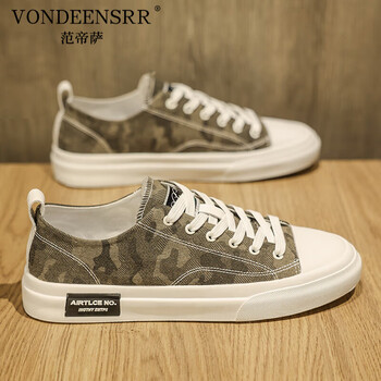 范帝萨vondeensrr迷彩男鞋春季布面男士板鞋英伦休闲鞋夏季透气薄款