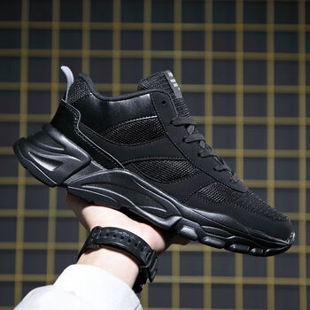 李宁舒适同类型春秋黑色秋男鞋子青少年运动鞋男款中学生透气网鞋男生