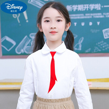 迪士尼disney女童白衬衫长袖表演出穿的儿童花童白色衬衣中大童小学生