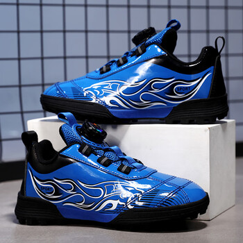 361断码儿童足球鞋男童秋季旋转扣防滑运动鞋tf碎钉学生训练鞋中蓝色