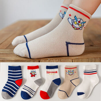 儿童袜子秋冬新款卡通男童袜子透气舒适宝宝袜子中大童学生袜子时光