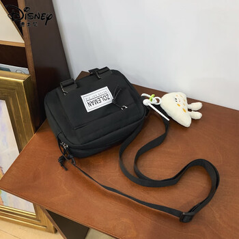 迪士尼帆布斜挎包男韩版休闲潮牌工装单肩包日系女小包包街头时尚百搭