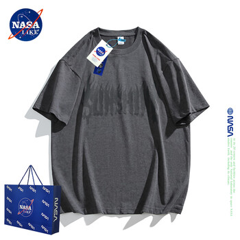 nasalike潮牌联名短袖男夏季纯棉休闲风蜡染印花半袖潮流宽松圆领t恤