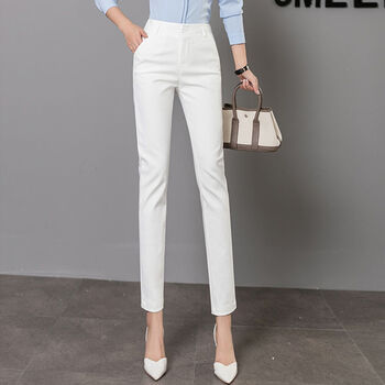 七分裤女夏季薄款棉锦西装裤九分小脚裤韩版显瘦小个子休闲西裤女白色