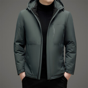 雅鹿男装服男新款冬季短款脱卸帽防寒加厚休闲保暖白鸭绒服外套中老年