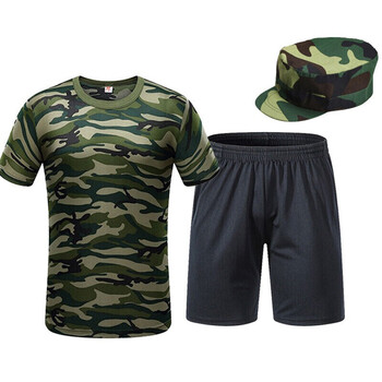 夏季迷彩短袖t恤学生军训服夏令营服装吸湿快干拓展圆领短袖体能服