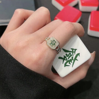 中戒指女新款可调节开口戒发财指环搓麻将个性食指戒 发财戒指开口戒