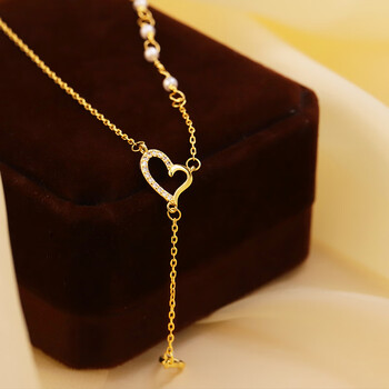 项链女款轻奢小众锁骨链感颈520送男女朋友礼物镂空爱心流苏珍珠项链