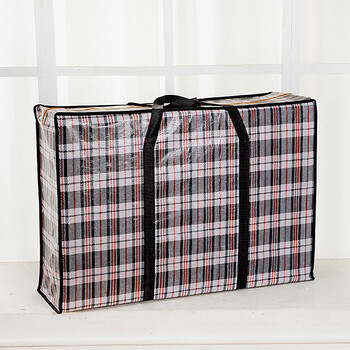 收纳蛇皮袋包裹袋子红白蓝大口袋黑色格纹2个装加固版大号70x72x30cm