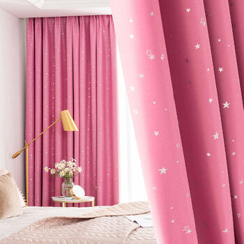 窗帘布新款遮光卧室北欧简约隔热防晒飘窗定制挂钩式全遮光遮阳帘烫银