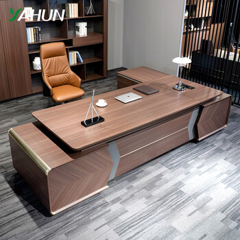 妍煌意式轻奢老板桌总裁桌简约现代办公家具办公桌大班台桌椅沙发组合