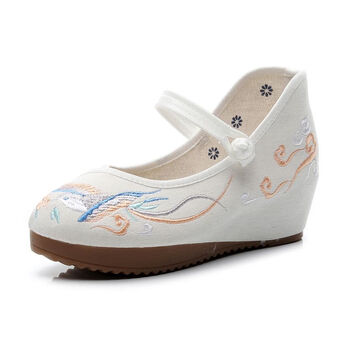 rwnnvi汉服鞋子老北京布鞋女内增高古风绣花鞋女坡跟古装鞋子女民族风