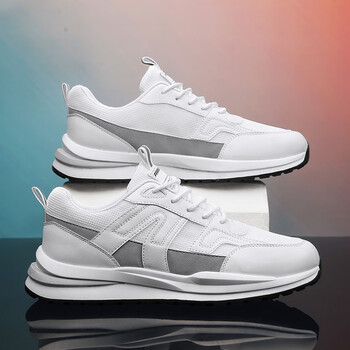 进火新款上市男士潮鞋网面小白鞋男休闲白鞋内增高运动鞋男鞋夏季网鞋