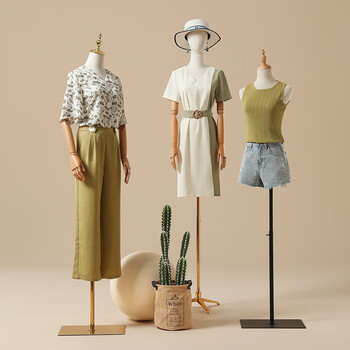 模特道具女高档半身人台服装店假人婚纱模特架 黑色铁三角 无手无头