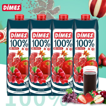 迪美汁（DIMES）100%进口果汁 8种水果复合饮料 大瓶果蔬汁饮品1L*4瓶