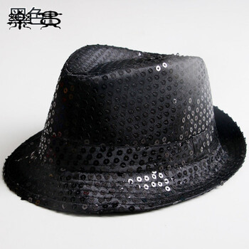 爵士舞帽子亮片舞帽礼帽成人幼儿童表演出帽子跳舞蹈道具配饰拐杖czt