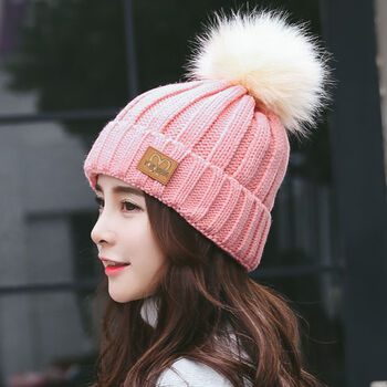仓梵帽子女冬季韩版百搭学生毛球毛线帽潮秋冬天套头帽加厚可爱针织帽