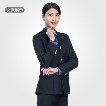 新保安工作服西装物业春秋季纯色长袖工装制服男女服装 女春西服套装 