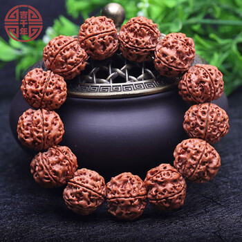 吉千年 大金刚菩提手串 五瓣梅花双龙纹单圈 正宗尼泊尔文玩 生日礼物 金刚菩提19-20mm 五瓣满肉