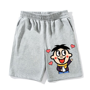 旺仔牛奶精神小伙男网红同款hiphop高街痞帅ins潮牌裤子短裤灰06100cm