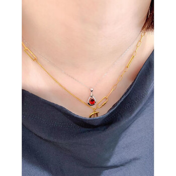 石榴石吊坠白金色( 项链)【图片 价格 品牌 报价】-京东