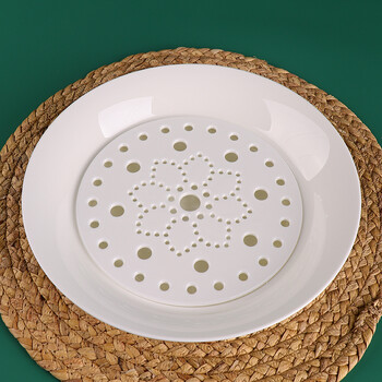 锦凤陶瓷饺子盘沥水双层两用水饺盘多功能盘子沥水盘蒸盘10英寸纯白