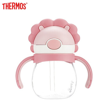 膳魔师THERMOS 儿童夏季水杯狮子杯PA安全材质宝宝水杯吸管杯婴儿水壶防摔水杯 Foogo系列粉色 270ml