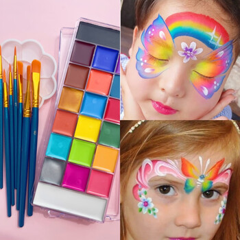 颜料水溶性舞台妆彩绘眼妆彩绘脸部 20色油彩防水【含10支 调色盘】