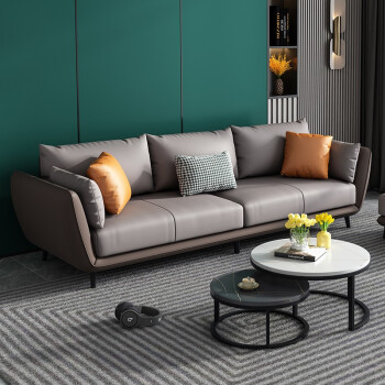 布艺沙发小户型简约现代北欧软体客厅科技布三人布沙发组合家具 深咖