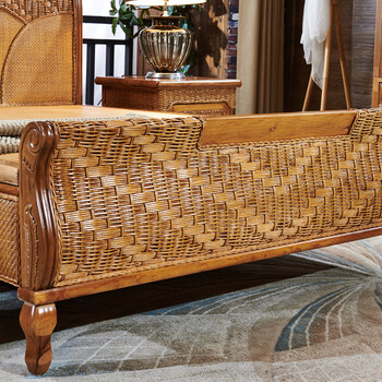 定制藤床藤编床双人床天然印尼纯藤卧室藤条编织藤艺真藤家具单人滕床