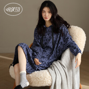 希芙诗睡裙女士春秋季纯棉长袖全棉套头睡衣女秋冬款