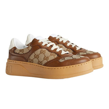 gucci古驰女鞋 经典gg帆布运动鞋厚底鞋饼干鞋休闲板鞋 676092 upg20