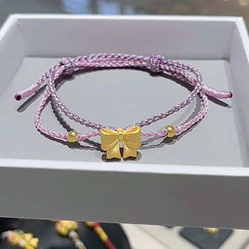 雅卡蕾eevcalve蝴蝶结手链女在逃公主编织手绳生日礼物送女朋友金重约
