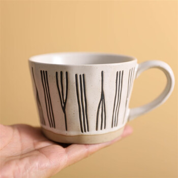 鎏铭新款瓷里陶土粗陶马克杯咖啡杯复古陶瓷杯简约办公室茶杯窑变烧
