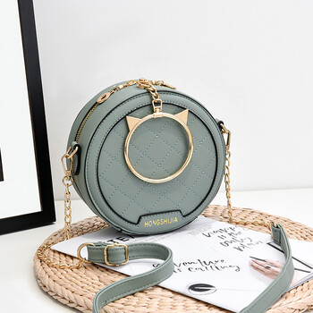 圆包女2021新款潮时尚百搭网红可爱迷你圆形包包宽带斜挎小包绿色