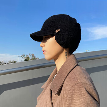 jeep吉普 秋冬季男士毛线帽冬天防寒保暖针织帽子男鸭舌帽包头帽护耳