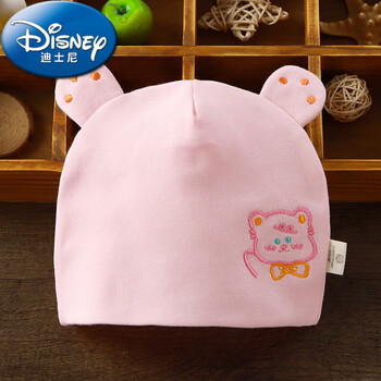 迪士尼disney婴儿胎帽纯棉春秋新生儿帽子男女宝宝0一3月初生胎帽冬季