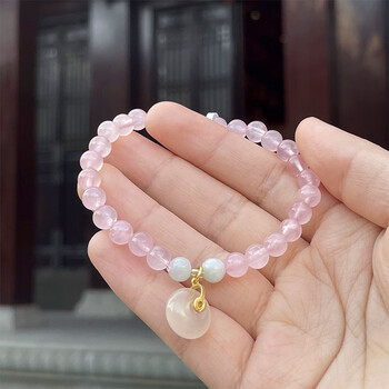 金丝南瓜招财手链多宝南瓜手串平安健康招桃花佛珠念珠 粉水晶平安扣