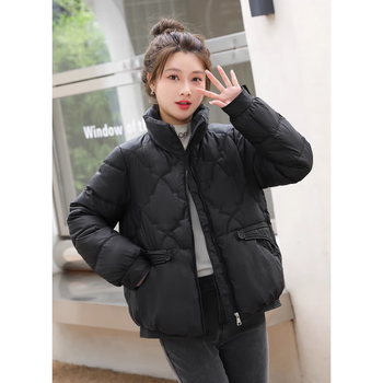 英梵度2023棉衣女冬季新款棉服短款立领韩系时尚休闲外套保暖棉袄黑色