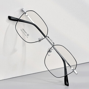 高档防蓝光高度近视眼镜男商务可配度数全框黑框超轻纯钛镜框镜架变色
