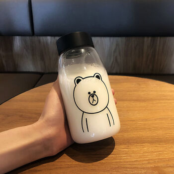 大容量塑料水杯女学生韩版可爱塑料ins随手杯子清新便携防漏透明款