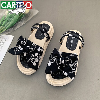 卡帝乐鳄鱼cartelo官方品牌真皮甜美两穿凉鞋女夏外穿年新款配裙子