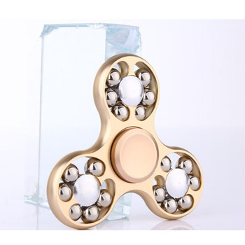 纯铜指上合金旋转减压手指指间全金属解压玩具 转运珠-金色 可转4分钟