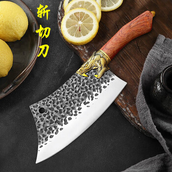 龙泉手工锻打尖头菜刀家用砍鸡鸭鱼排骨刀锋利切肉片鱼刀厨房斩切两用