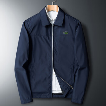 lacoste法国鳄鱼男装秋季翻领夹克外套秋装父上衣春季休闲装中老年