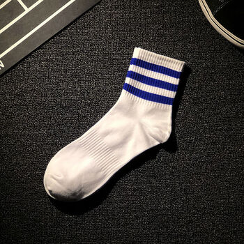 袜子男中筒彩虹潮袜男生跑步健身休闲百搭透气防臭运动篮球袜中筒三杠